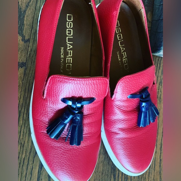 DSQUARED Red Leather Blue Tassel Sz. 41 🌟HP🌟 - Picture 3 of 6